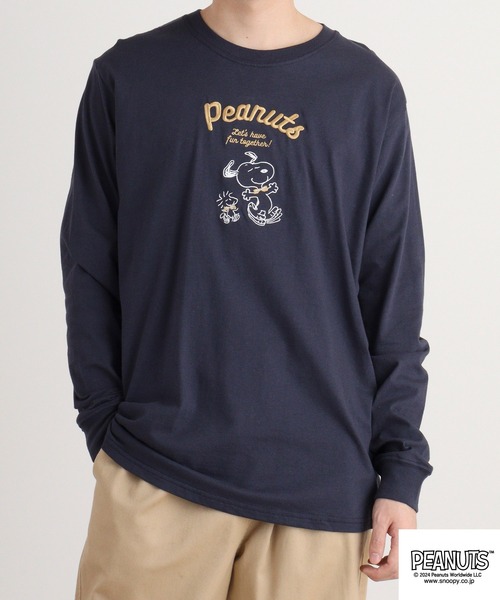 PEANUTS(ピーナッツ)の「PEANUTS ゴールド刺繍Tシャツ(Tシャツ/カットソー・メンズ・オレンジ系/ネイビー/チャコール/ホワイト系/カーキ/オフホワイト・M/L/LL)」の21枚目の写真