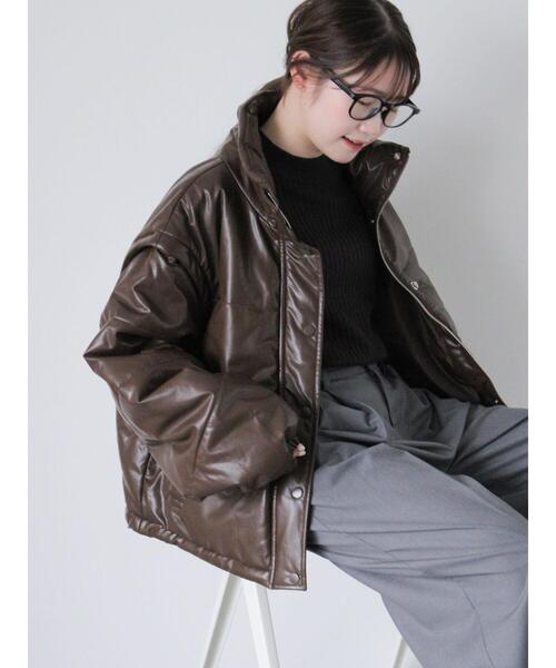 ※日曜まで値下げ　epa 2way エコレザージャケット ehka sopo（エヘカソポ）の「2wayエコレザー中綿ジャケット（ノー