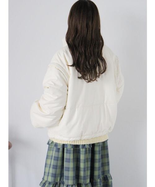 ehka sopo(エヘカソポ)の「2wayエコレザー中綿ジャケット(ノーカラージャケット・レディース・ブラウン/ブラック/オフホワイト・F)」の9枚目の写真