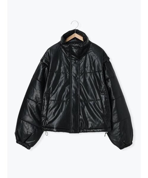 ehka sopo(エヘカソポ)の「2wayエコレザー中綿ジャケット(ノーカラージャケット・レディース・ブラウン/ブラック/オフホワイト・F)」の13枚目の写真