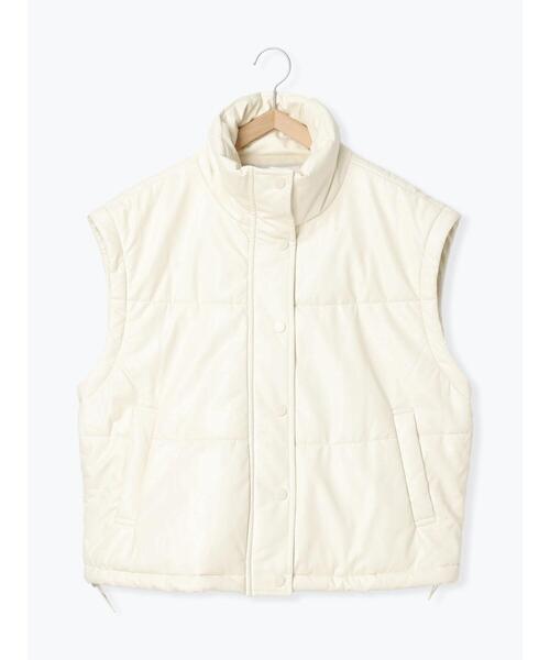 ehka sopo(エヘカソポ)の「2wayエコレザー中綿ジャケット(ノーカラージャケット・レディース・ブラウン/ブラック/オフホワイト・F)」の22枚目の写真