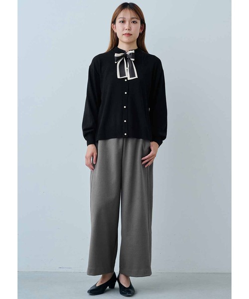 IEDIT（イディット）の「ＩＥＤＩＴ　一枚で上品に着映えるスカーフ付きニットプルオーバー（ニット/セーター・レディース・ブラック/キャメル・M/L/LL/3L/S/4L）」の3枚目の写真