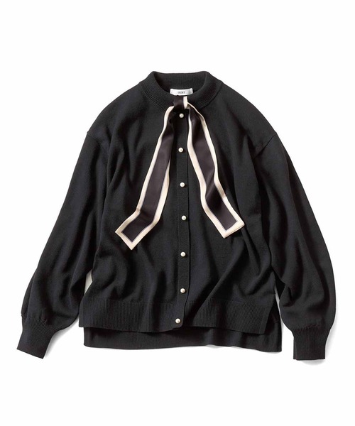 IEDIT（イディット）の「ＩＥＤＩＴ　一枚で上品に着映えるスカーフ付きニットプルオーバー（ニット/セーター・レディース・ブラック/キャメル・M/L/LL/3L/S/4L）」の8枚目の写真