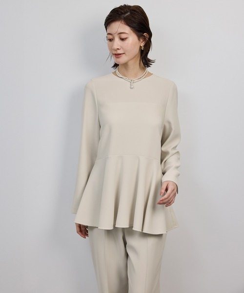 ROPE'（ロペ）の「トリアセダブルクロスペプラムブラウス/イージーケア（シャツ/ブラウス・レディース・ベージュ/ネイビー・36/38）」の4枚目の写真