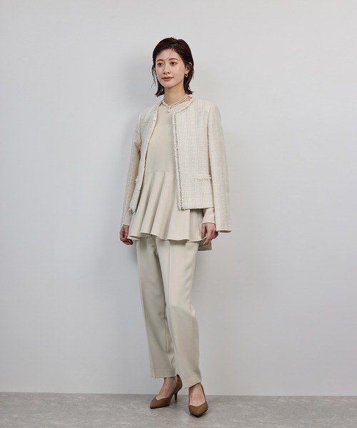 ROPE'（ロペ）の「トリアセダブルクロスペプラムブラウス/イージーケア（シャツ/ブラウス・レディース・ベージュ/ネイビー・36/38）」の6枚目の写真