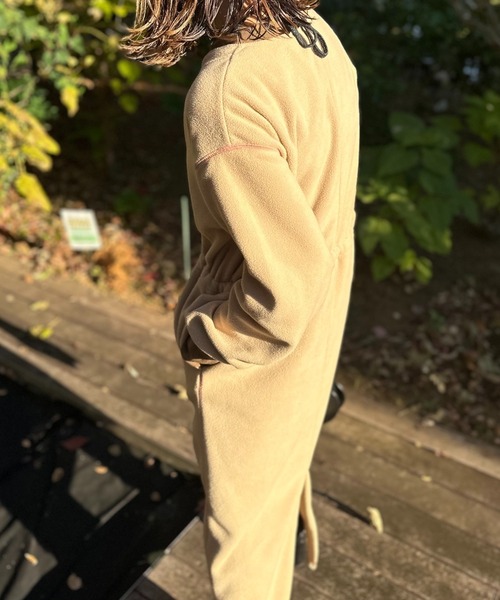 配色フリースボア ハーフZIPロングワンピース（ワンピース）｜mi via