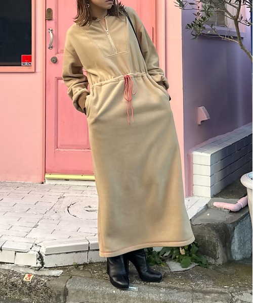 JUN&ROPE 【新品未使用】ベルト付きボアフリース中綿ワンピース　M 楽天市場】ロゴベルト付きフリースボア中綿ワンピース／ジュン＆ロぺ