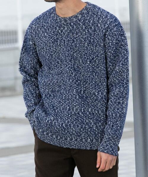 RLX　クルーネックニット　ネイビー迷彩　サイズS LEOS マルチカラーラインクルーネックニット / COL：FURO グレー系 BOB