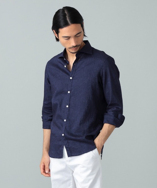 ブラウス シャツ カット＆フォールドシャツ レディース メンズ green label relaxing ブラウス シャツ バイカラー フロント