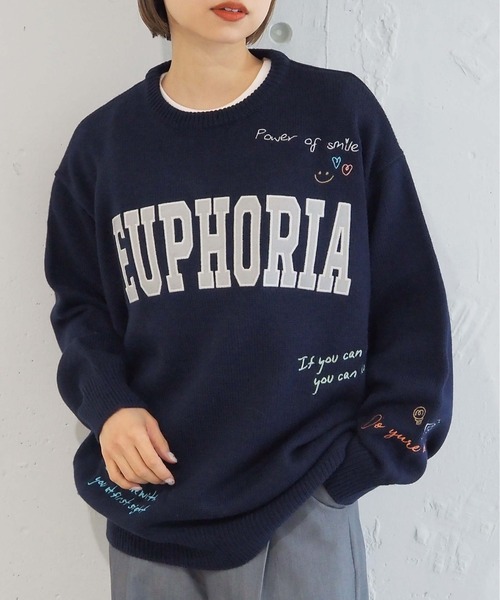 tiptop(ティップトップ)の「ラクガキ刺繍ロゴニットプルオーバー(ニット/セーター・レディース・チャコールグレー/ネイビー/アイボリー・FREE)」の3枚目の写真