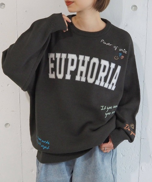 tiptop(ティップトップ)の「ラクガキ刺繍ロゴニットプルオーバー(ニット/セーター・レディース・チャコールグレー/ネイビー/アイボリー・FREE)」の2枚目の写真