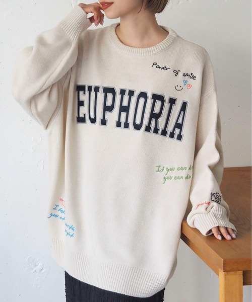 セール】ラクガキ刺繍ロゴニットプルオーバー（ニット/セーター