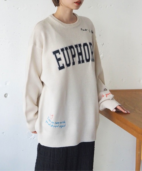 tiptop(ティップトップ)の「ラクガキ刺繍ロゴニットプルオーバー(ニット/セーター・レディース・チャコールグレー/ネイビー/アイボリー・FREE)」の12枚目の写真