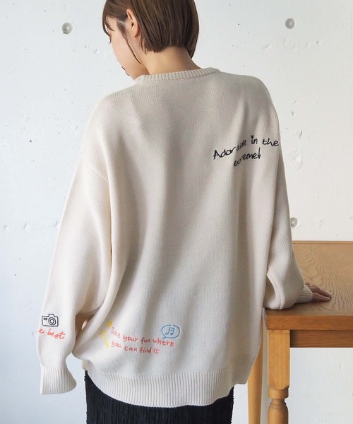 tiptop(ティップトップ)の「ラクガキ刺繍ロゴニットプルオーバー(ニット/セーター・レディース・チャコールグレー/ネイビー/アイボリー・FREE)」の16枚目の写真