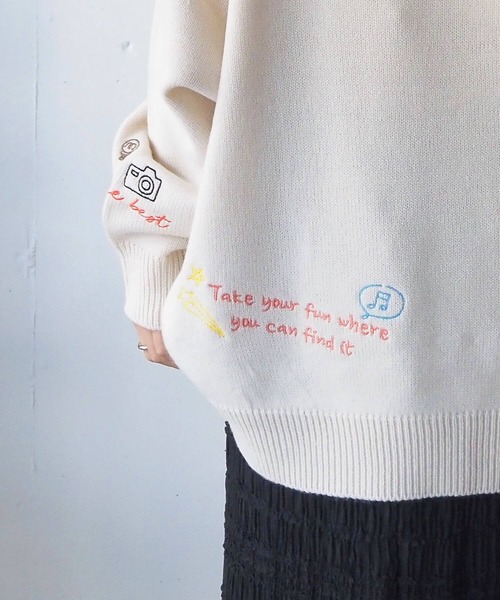 tiptop(ティップトップ)の「ラクガキ刺繍ロゴニットプルオーバー(ニット/セーター・レディース・チャコールグレー/ネイビー/アイボリー・FREE)」の18枚目の写真