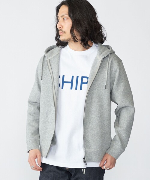 SHIPS（シップス）の「【WEB限定】SHIPS: ワンポイントロゴ ガスコットン ダブルニット ジップパーカー（セットアップ対応）（パーカー・メンズ・グレー/ダークグレー/ネイビー・X-LARGE/LARGE/MEDIUM/SMALL）」の2枚目の写真