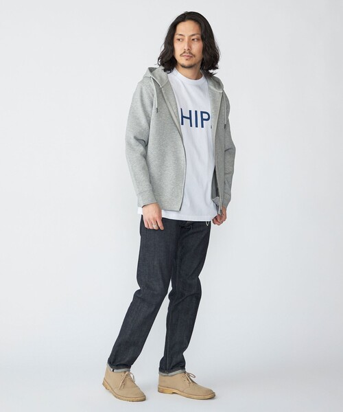 SHIPS（シップス）の「【WEB限定】SHIPS: ワンポイントロゴ ガスコットン ダブルニット ジップパーカー（セットアップ対応）（パーカー・メンズ・グレー/ダークグレー/ネイビー・X-LARGE/LARGE/MEDIUM/SMALL）」の5枚目の写真