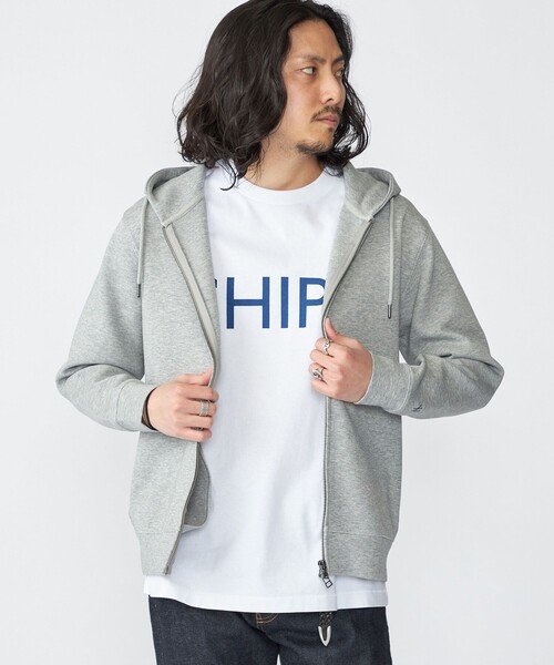 SHIPS（シップス）の「【WEB限定】SHIPS: ワンポイントロゴ ガスコットン ダブルニット ジップパーカー（セットアップ対応）（パーカー・メンズ・グレー/ダークグレー/ネイビー・X-LARGE/LARGE/MEDIUM/SMALL）」の4枚目の写真