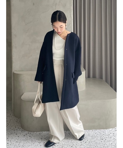 Mila Owen(ミラオーウェン)の「アシメネックリブニットトップス【手洗い可能】(ニット/セーター・レディース・ブルー/その他/ピンク/ホワイト/ブラック・1/0)」の8枚目の写真