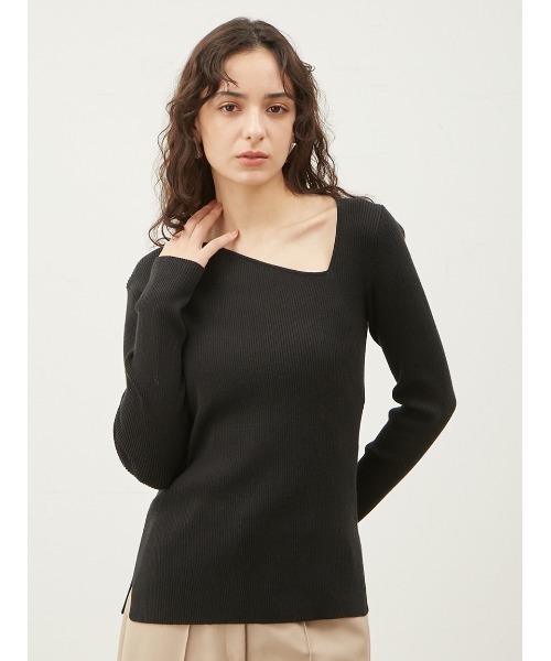 Mila Owen(ミラオーウェン)の「アシメネックリブニットトップス【手洗い可能】(ニット/セーター・レディース・ブルー/その他/ピンク/ホワイト/ブラック・1/0)」の21枚目の写真