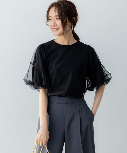 組曲(クミキョク)の「チュールカバー カットソー(Tシャツ/カットソー・レディース・ライトグレー系/ブラック系・F)」の20枚目の写真