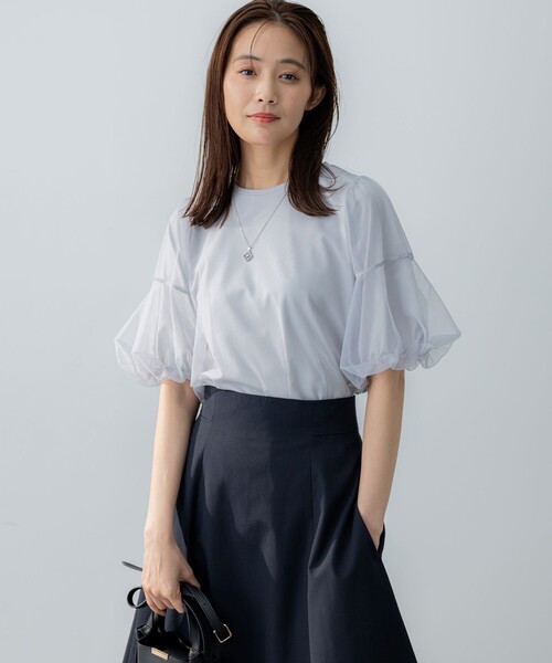 組曲(クミキョク)の「チュールカバー カットソー(Tシャツ/カットソー・レディース・ライトグレー系/ブラック系・F)」の13枚目の写真