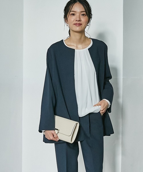 高身長 【フォーマル】ダブルクロスノーカラージャケット2点セット