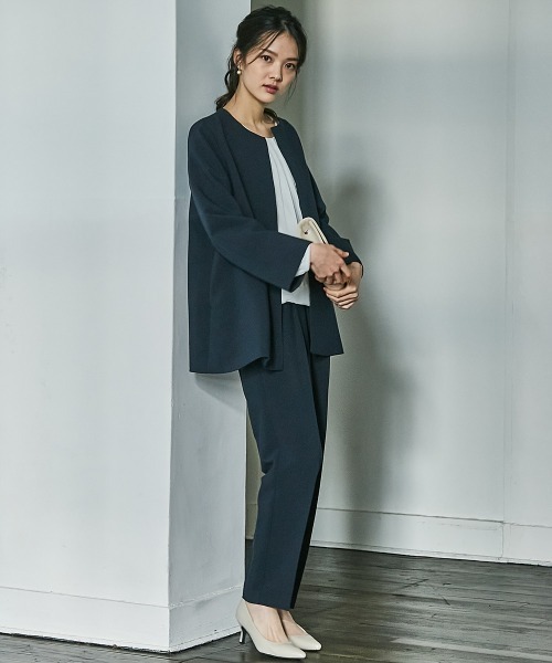 高身長 【フォーマル】ダブルクロスノーカラージャケット2点セット