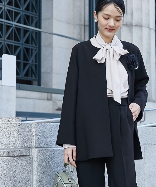 高身長 【フォーマル】ダブルクロスノーカラージャケット2点セット