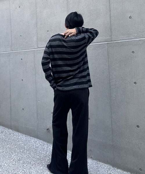 Otte(オッテ)の「ショルダーデザインボーダーニット(ニット/セーター・メンズ・ブラック・MEDIUM/LARGE)」の7枚目の写真