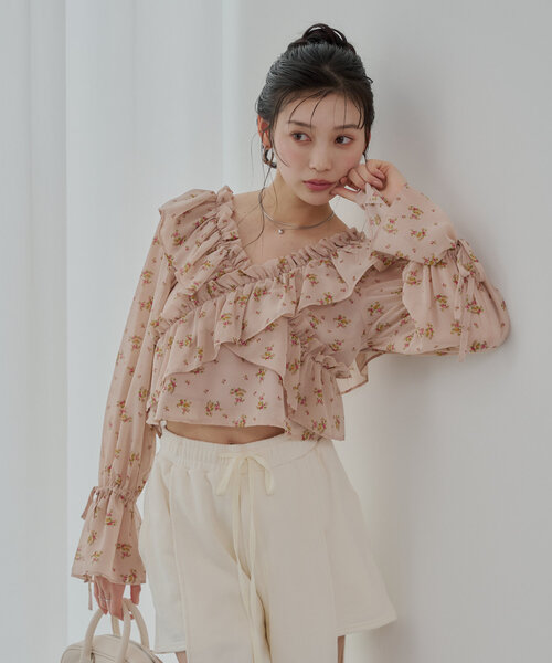 Chico(チコ)の「【5色展開】2wayクロスフリルデザインブラウス(シャツ/ブラウス・レディース・ホワイト/ネイビー/ブルー/ピンク/ホワイト系その他2/ピンク系その他2・FREE)」の17枚目の写真