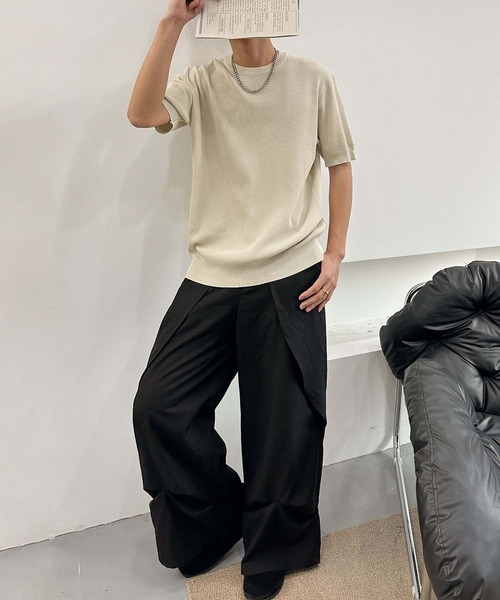 aimoha（アイモハ）の「aimoha men カジュアルクルーネックニット (SS)（ニット/セーター・メンズ・チョコ/カーキ/ベージュ・LARGE/X-LARGE/XX-LARGE）」の4枚目の写真