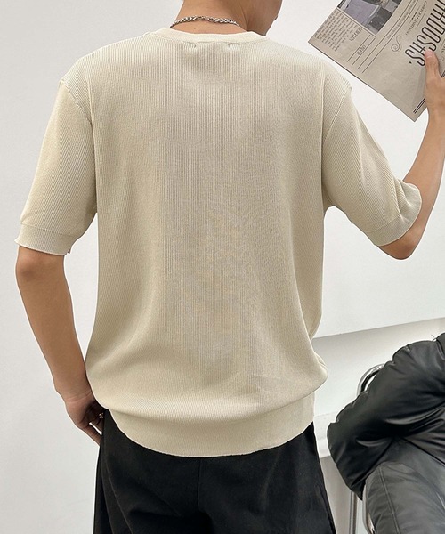 aimoha（アイモハ）の「aimoha men カジュアルクルーネックニット (SS)（ニット/セーター・メンズ・チョコ/カーキ/ベージュ・LARGE/X-LARGE/XX-LARGE）」の7枚目の写真