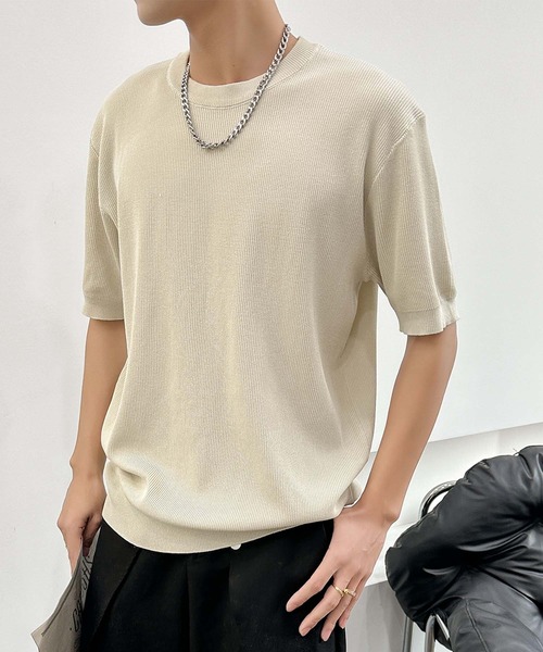 aimoha（アイモハ）の「aimoha men カジュアルクルーネックニット (SS)（ニット/セーター・メンズ・チョコ/カーキ/ベージュ・LARGE/X-LARGE/XX-LARGE）」の8枚目の写真