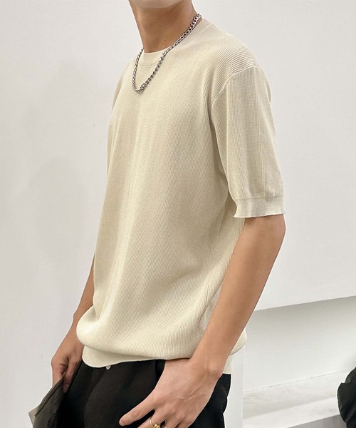 aimoha（アイモハ）の「aimoha men カジュアルクルーネックニット (SS)（ニット/セーター・メンズ・チョコ/カーキ/ベージュ・LARGE/X-LARGE/XX-LARGE）」の10枚目の写真