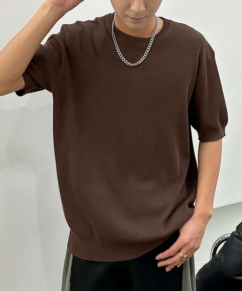 aimoha（アイモハ）の「aimoha men カジュアルクルーネックニット (SS)（ニット/セーター・メンズ・チョコ/カーキ/ベージュ・LARGE/X-LARGE/XX-LARGE）」の14枚目の写真