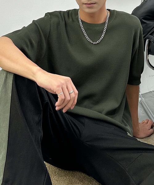 aimoha（アイモハ）の「aimoha men カジュアルクルーネックニット (SS)（ニット/セーター・メンズ・チョコ/カーキ/ベージュ・LARGE/X-LARGE/XX-LARGE）」の19枚目の写真