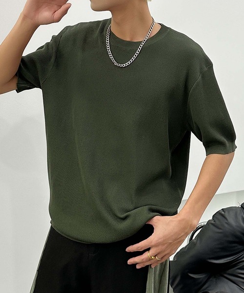 aimoha（アイモハ）の「aimoha men カジュアルクルーネックニット (SS)（ニット/セーター・メンズ・チョコ/カーキ/ベージュ・LARGE/X-LARGE/XX-LARGE）」の20枚目の写真