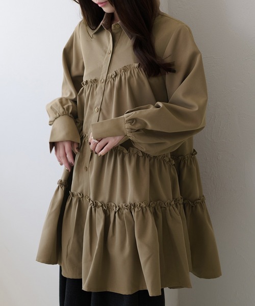 apres jour clair（アプレジュールクレア）の「【apres jour clair】ティアードチュニックシャツ（チュニック・レディース・チャコールグレー/オフホワイト/ブルー系その他/ミント/ブラウン系その他/ベージュ・X-LARGE/フリー）」の4枚目の写真