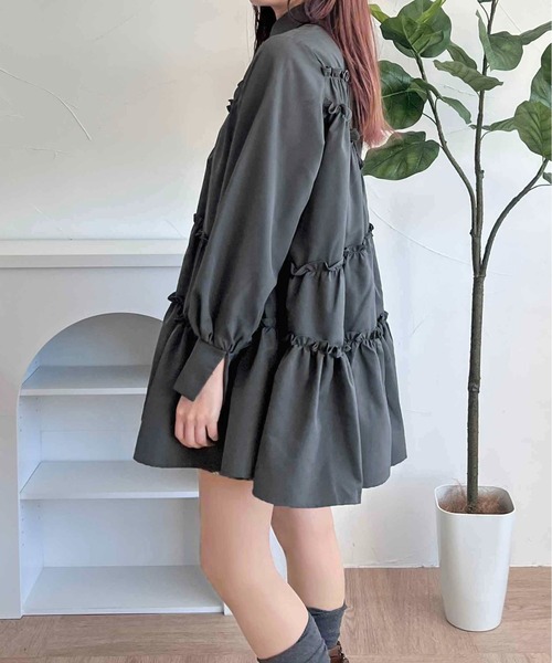 apres jour clair（アプレジュールクレア）の「【apres jour clair】ティアードチュニックシャツ（チュニック・レディース・チャコールグレー/オフホワイト/ブルー系その他/ミント/ブラウン系その他/ベージュ・X-LARGE/フリー）」の11枚目の写真