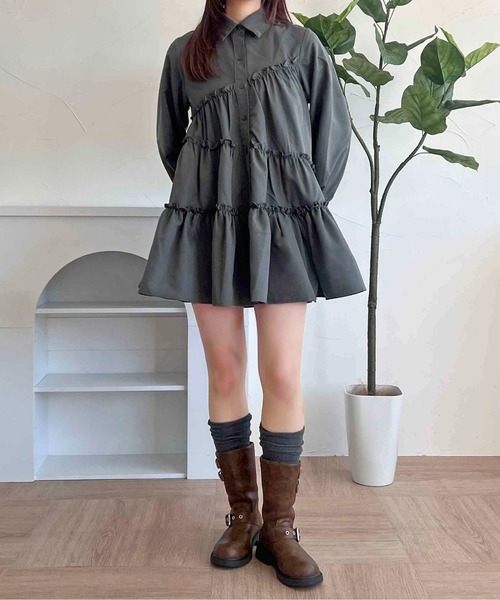 apres jour clair（アプレジュールクレア）の「【apres jour clair】ティアードチュニックシャツ（チュニック・レディース・チャコールグレー/オフホワイト/ブルー系その他/ミント/ブラウン系その他/ベージュ・X-LARGE/フリー）」の13枚目の写真