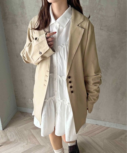 apres jour clair（アプレジュールクレア）の「【apres jour clair】ティアードチュニックシャツ（チュニック・レディース・チャコールグレー/オフホワイト/ブルー系その他/ミント/ブラウン系その他/ベージュ・X-LARGE/フリー）」の7枚目の写真