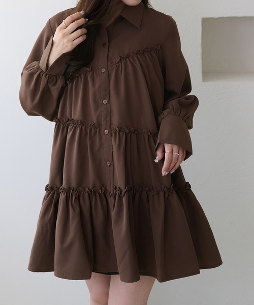 apres jour clair（アプレジュールクレア）の「【apres jour clair】ティアードチュニックシャツ（チュニック・レディース・チャコールグレー/オフホワイト/ブルー系その他/ミント/ブラウン系その他/ベージュ・X-LARGE/フリー）」の18枚目の写真