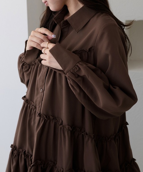 apres jour clair（アプレジュールクレア）の「【apres jour clair】ティアードチュニックシャツ（チュニック・レディース・チャコールグレー/オフホワイト/ブルー系その他/ミント/ブラウン系その他/ベージュ・X-LARGE/フリー）」の20枚目の写真