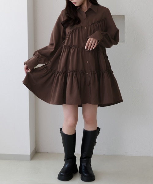 apres jour clair（アプレジュールクレア）の「【apres jour clair】ティアードチュニックシャツ（チュニック・レディース・チャコールグレー/オフホワイト/ブルー系その他/ミント/ブラウン系その他/ベージュ・X-LARGE/フリー）」の22枚目の写真