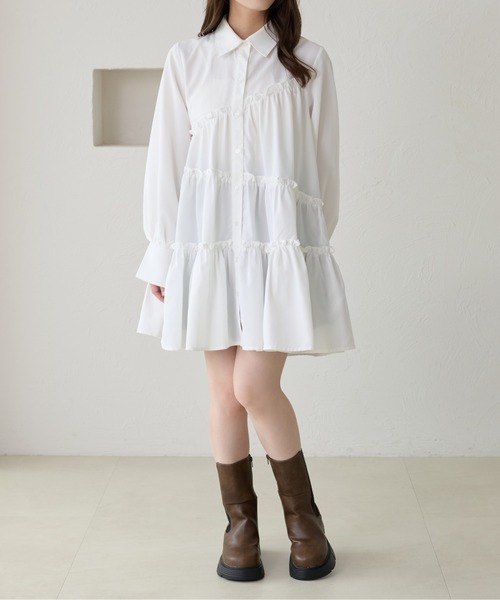 セール】【apres jour clair】ティアードチュニックシャツ（チュニック