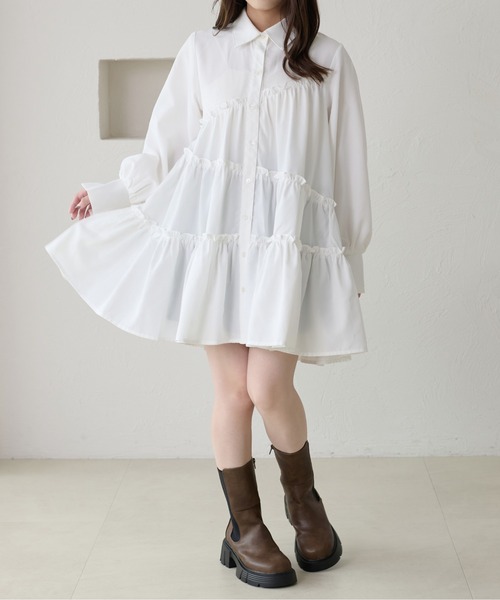 Marlette アイボリー ティアードチュニック セール】【apres jour clair】ティアードチュニックシャツ（チュニック