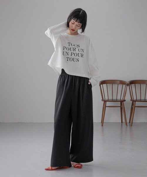 LOWRYS FARM（ローリーズファーム）の「ショートロゴプリントＬＳ　240591（Tシャツ/カットソー・レディース・ピンク/アイボリー/チャコールグレー・FREE）」の14枚目の写真