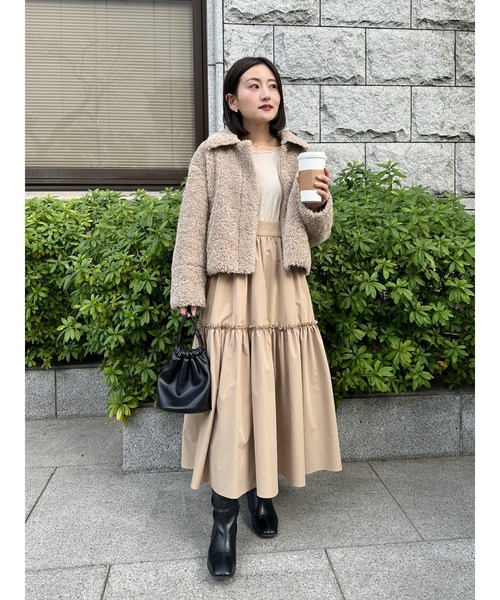 COHINA（コヒナ）の「ドッキングティアードフレアワンピース 【低身長・小柄女性】（ワンピース・レディース・ベージュ/ピンク・SHORT/REGULAR）」の8枚目の写真