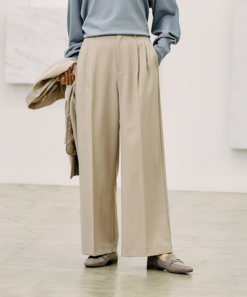 GLOBAL WORK（グローバルワーク）の「お手入れラクラクセットアップ/ワイドパンツ/253482（その他パンツ・レディース・グレイッシュベージュ/ライトベージュ/ブラック/ダークグレー/ベージュ系その他3・X-SMALL/LARGE/MEDIUM/SMALL）」の14枚目の写真